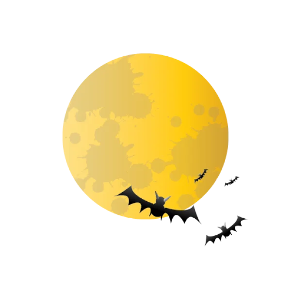 Halloween Full Moon with Bats PNG