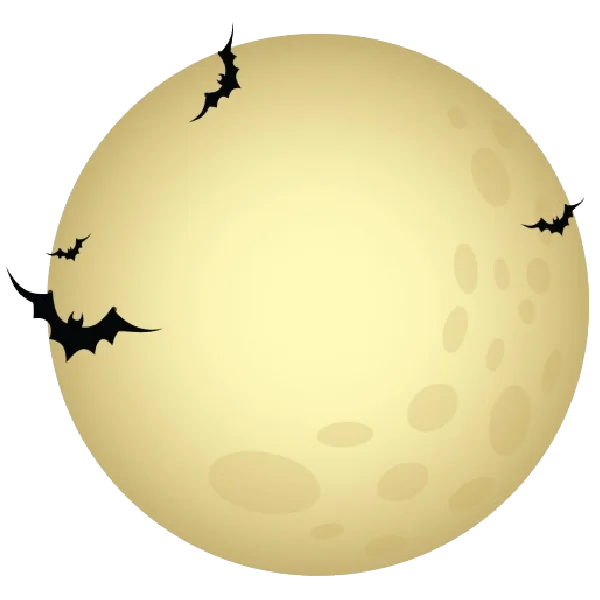 Halloween Full Moon with Flying Bats PNG Transparent Background
