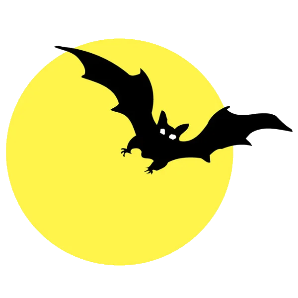 Flying Bat Silhouette with Full Moon PNG