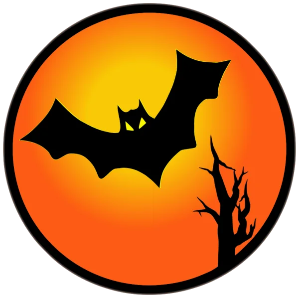 Halloween Bat and Tree Silhouette Moon PNG
