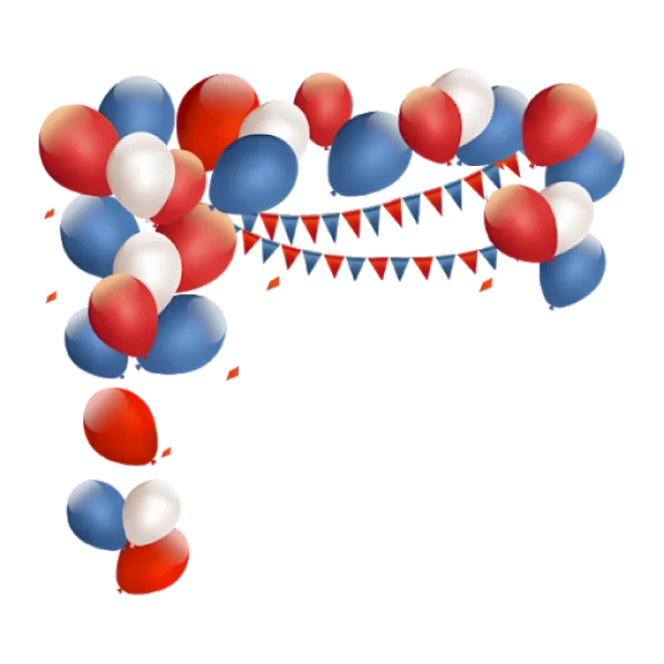 Red White Blue Balloons and Bunting PNG
