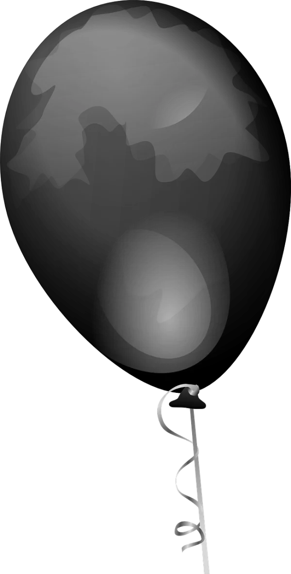 Gray Deflated Balloon and Confetti Stick PNG