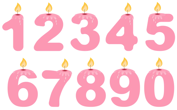 Pink Birthday Number Candles Set PNG
