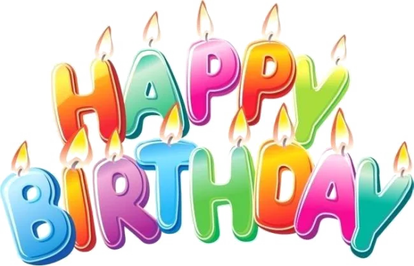 Colorful Happy Birthday Candles Text PNG