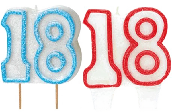 Number 18 Birthday Candles PNG Transparent Background