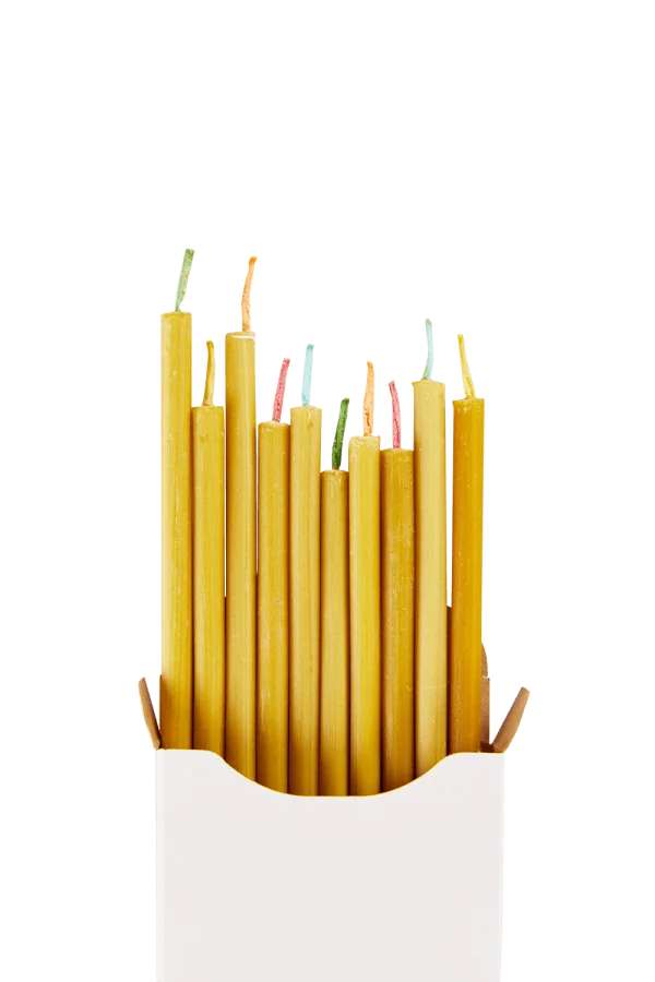 Yellow Wax Candles in White Box PNG Transparent Background