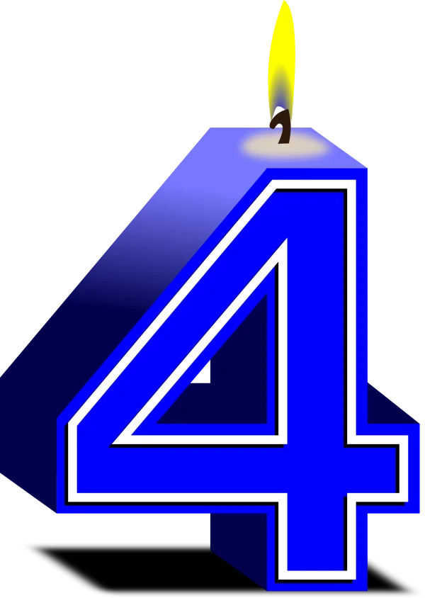 Blue Number 4 Birthday Candle PNG Transparent Background