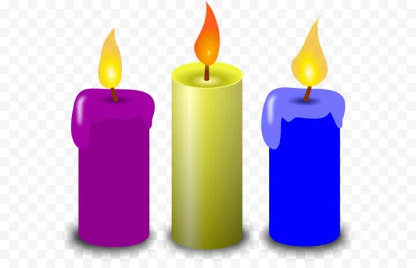 Three Colorful Lit Candles PNG