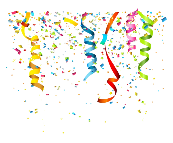 Colorful Falling Confetti and Streamers PNG