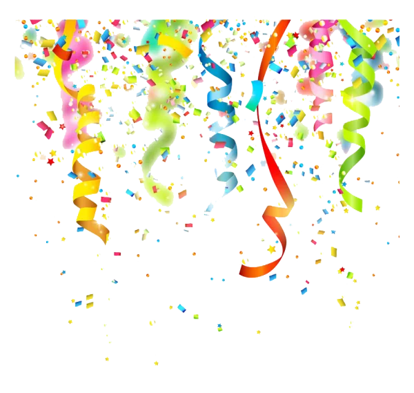 Colorful Confetti and Streamers Transparent Background