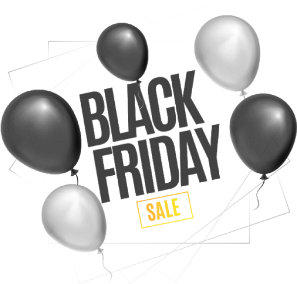 Black Friday Sale Text with Balloons PNG