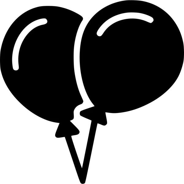 Two Balloons Black Icon PNG Transparent Background