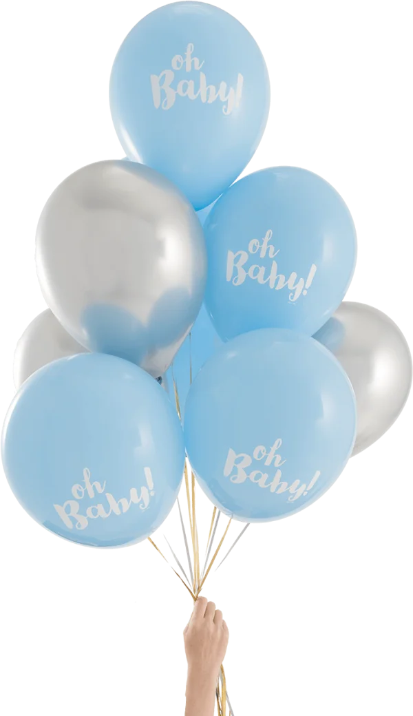 Blue and Silver Oh Baby Balloons PNG