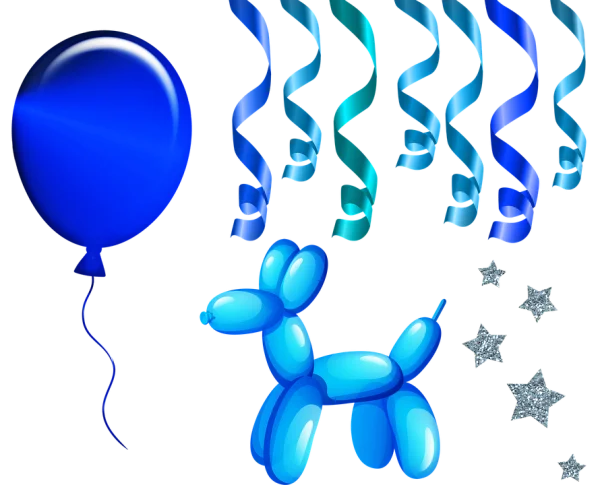 Blue Party Celebration Elements PNG Transparent Background