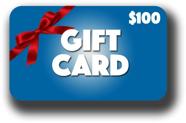Blue $100 Gift Card with Red Bow PNG Transparent Background
