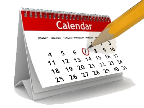 Red Desk Calendar with Pencil Marking Date PNG