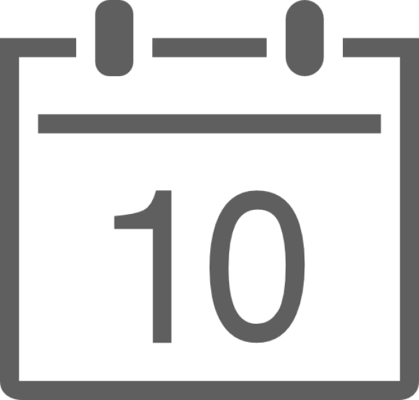 Calendar Icon with Number 10 PNG Transparent Background
