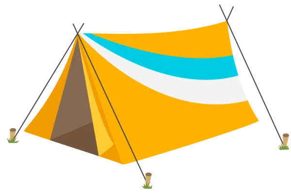Orange Striped Camping Tent PNG Transparent