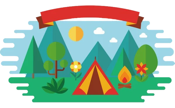 Flat Design Camping Scene PNG Transparent Background