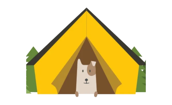 Cute Dog in Camping Tent PNG Transparent Background
