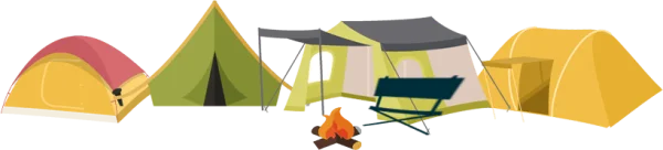 Colorful Camping Tents and Campfire PNG