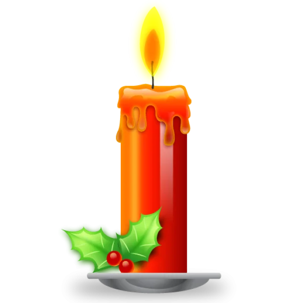 Christmas Candle with Holly PNG Transparent Background