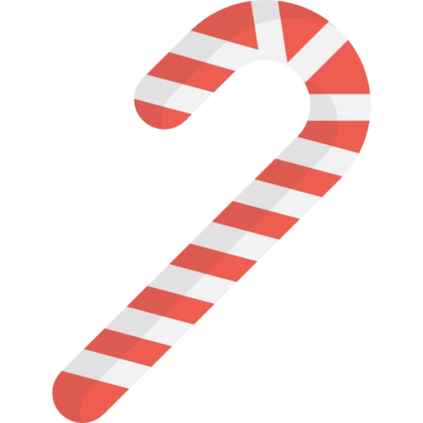 Red and White Candy Cane PNG Transparent Background