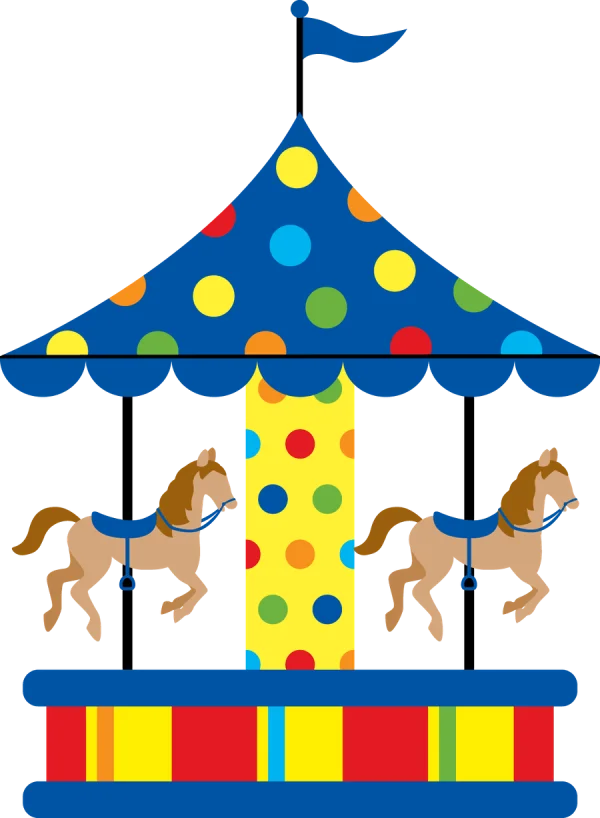 Colorful Carousel with Horses PNG Transparent