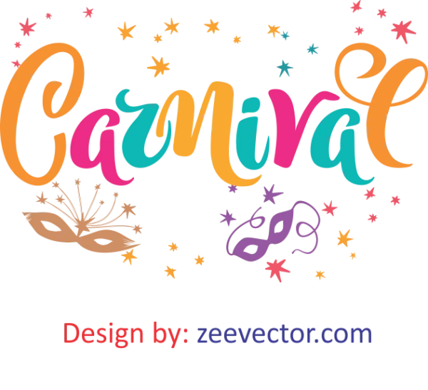 Colorful Carnival Lettering with Masks PNG Transparent