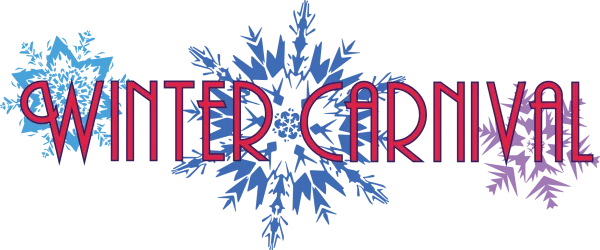 Winter Carnival Text with Snowflakes PNG