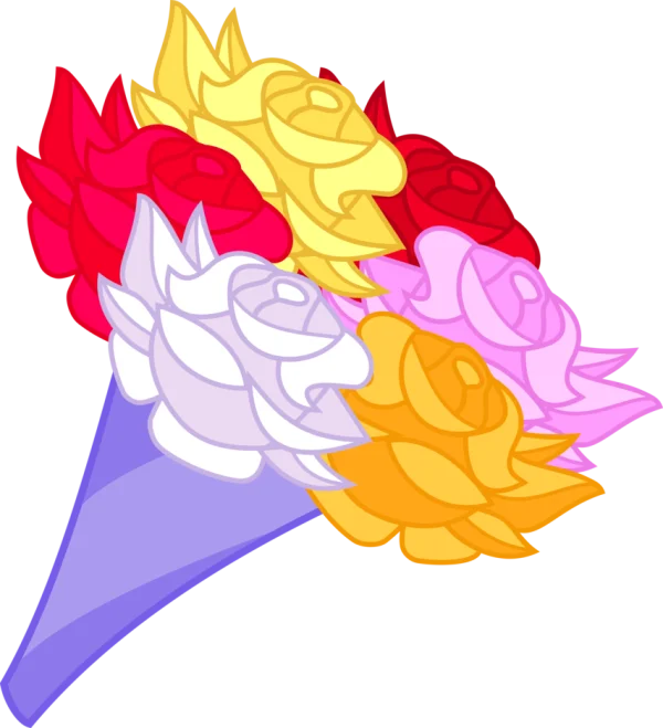 Colorful Rose Bouquet Cartoon PNG Transparent Background