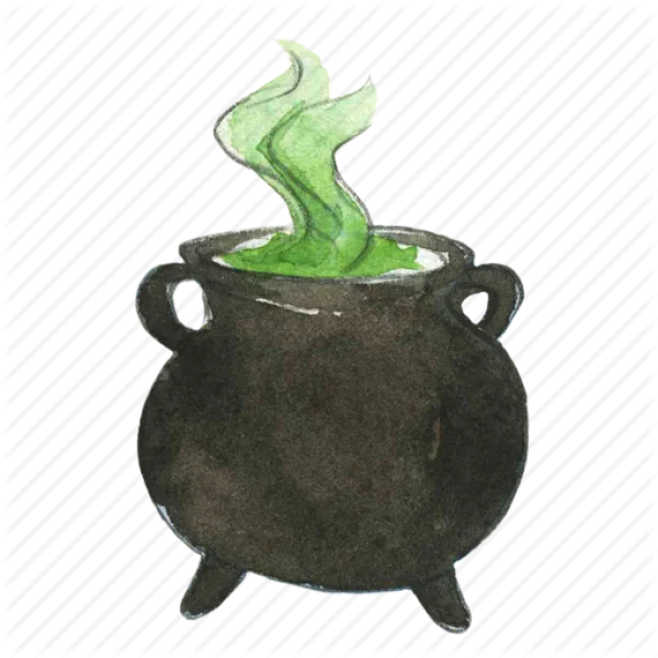 Witch's Cauldron with Green Smoke PNG Transparent Background