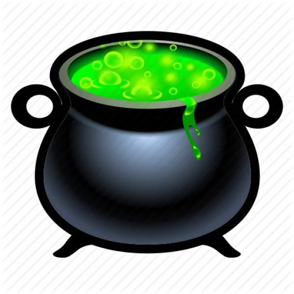 Cauldron with Green Bubbling Potion PNG