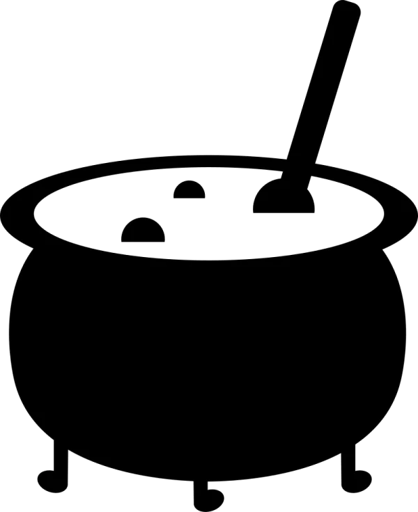 Cauldron with Stirrer and Bubbles PNG Transparent