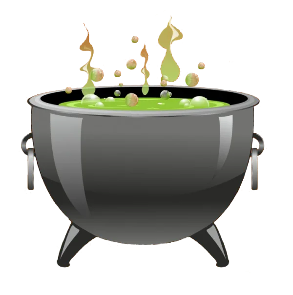 Witch's Cauldron with Bubbling Green Potion PNG