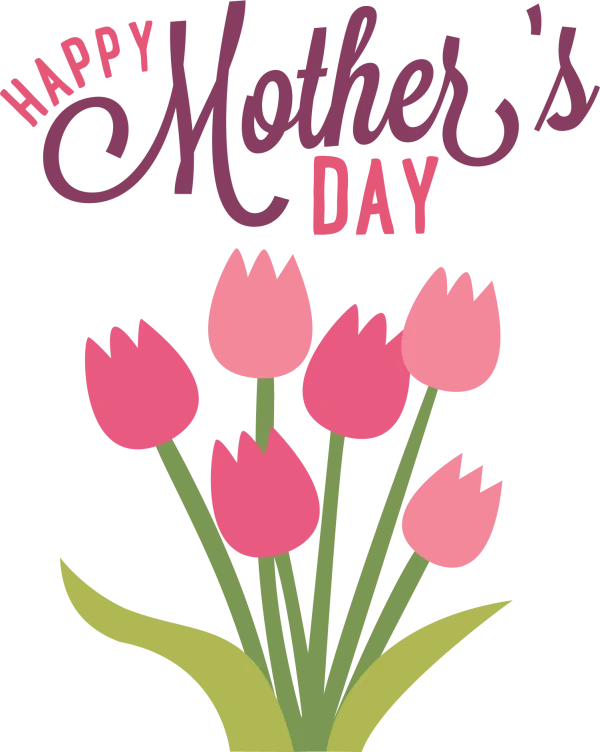 Happy Mother's Day Tulips Bouquet PNG Transparent