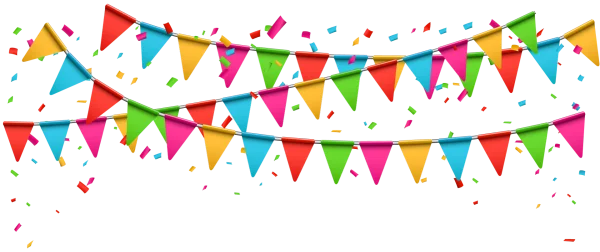 Colorful Party Bunting and Confetti PNG Transparent Background