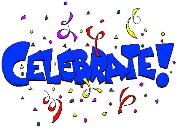 Celebrate! Text with Confetti PNG