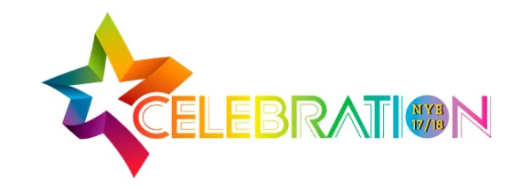 Colorful Celebration Logo with Star Graphic PNG
