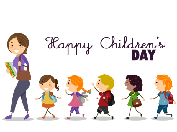 Happy Children's Day Teacher & Students PNG Transparent