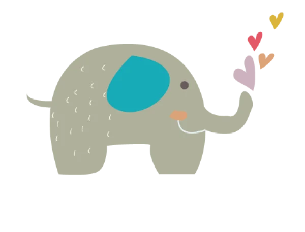 Cute Elephant Blowing Hearts for Children's Day PNG