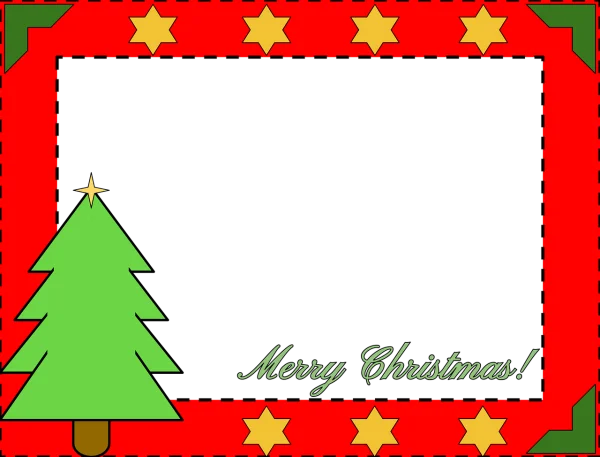 Christmas Frame with Tree and Stars PNG