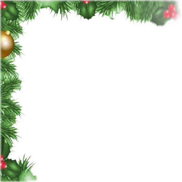 Christmas Pine and Holly Corner Frame PNG