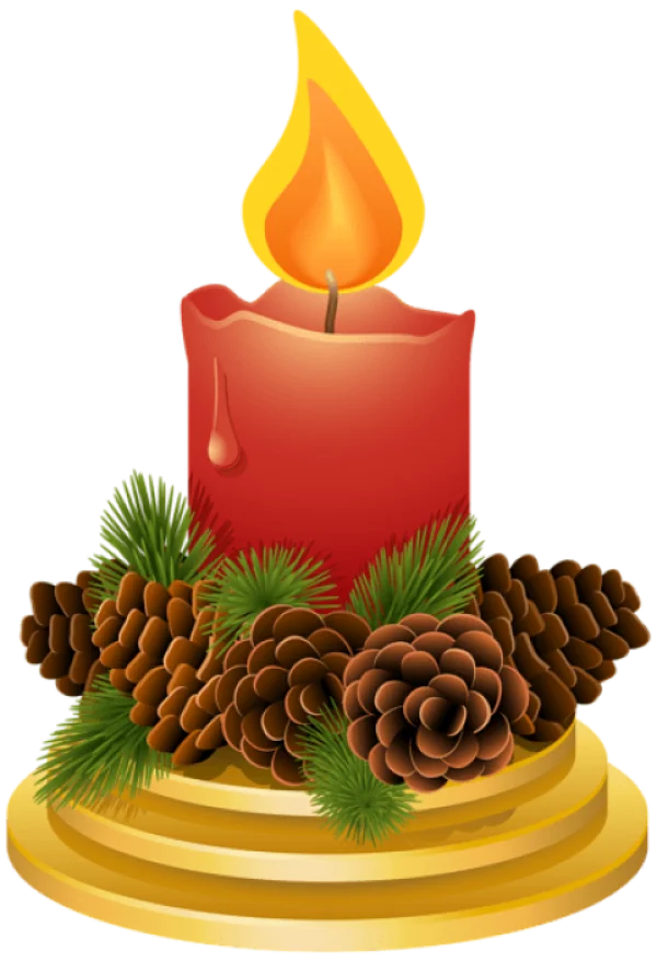 Festive Red Christmas Candle PNG Transparent Background