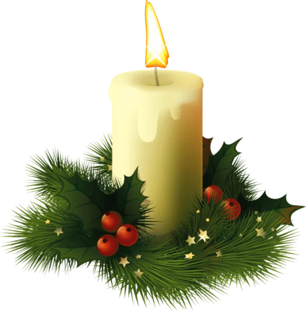 Christmas Candle with Holly PNG