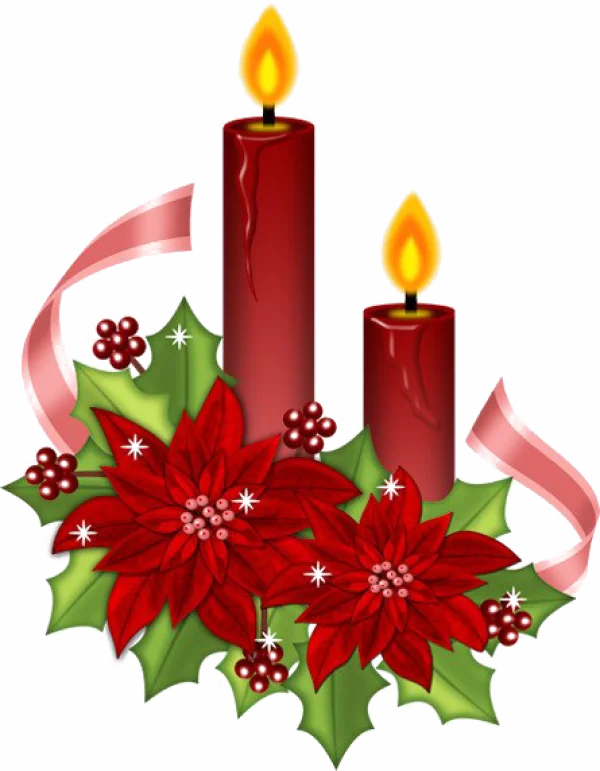 Christmas Candles Poinsettia Arrangement PNG