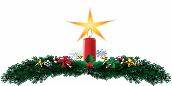 Christmas Garland with Candle and Star PNG
