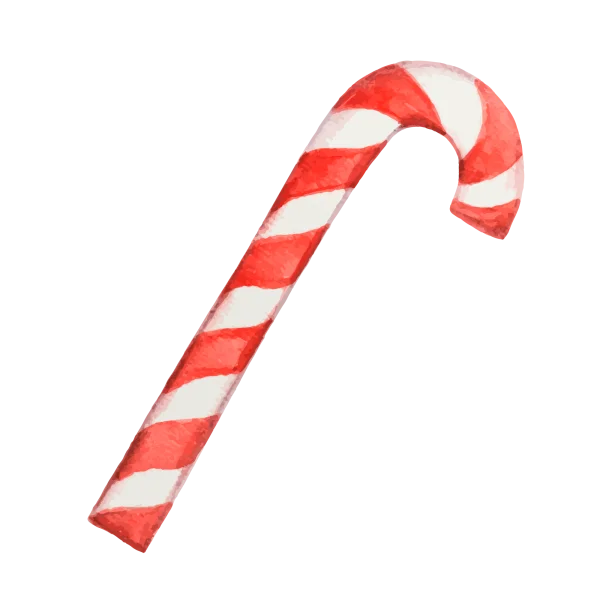 Watercolor Candy Cane PNG Transparent Background