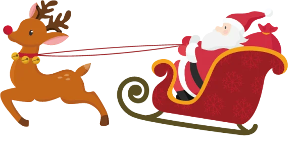 Santa and Reindeer Sleigh Christmas PNG