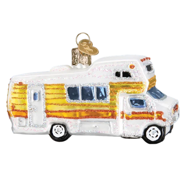 Sparkly RV Camper Christmas Ornament PNG